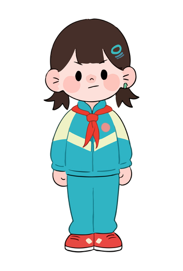 卡通女孩校园服饰插画