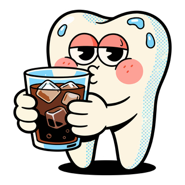 卡通牙齿喝可乐