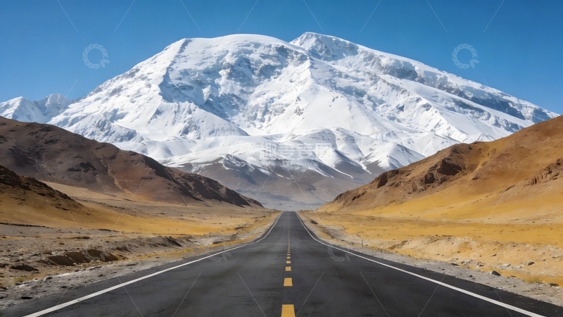 高清大图下载【趣麦麦图】雪山公路风光图片