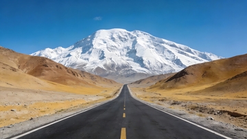 雪山公路风光摄影图