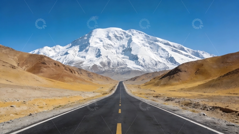 高清大图下载【趣麦麦图】-雪山公路风光摄影图