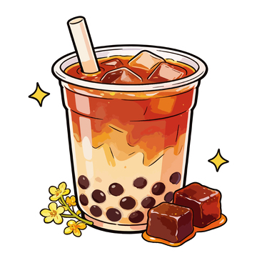 卡通风格珍珠奶茶饮料插画