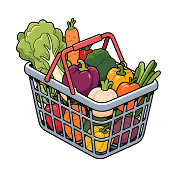 卡通蔬菜购物篮设计元素