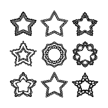 黑白线条星形图案装饰元素