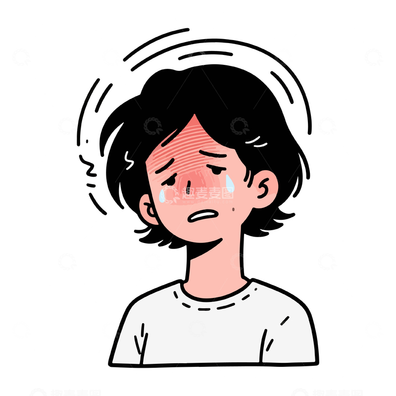 源文件下载【趣麦麦图】卡通人物悲伤情绪表达矢量插画