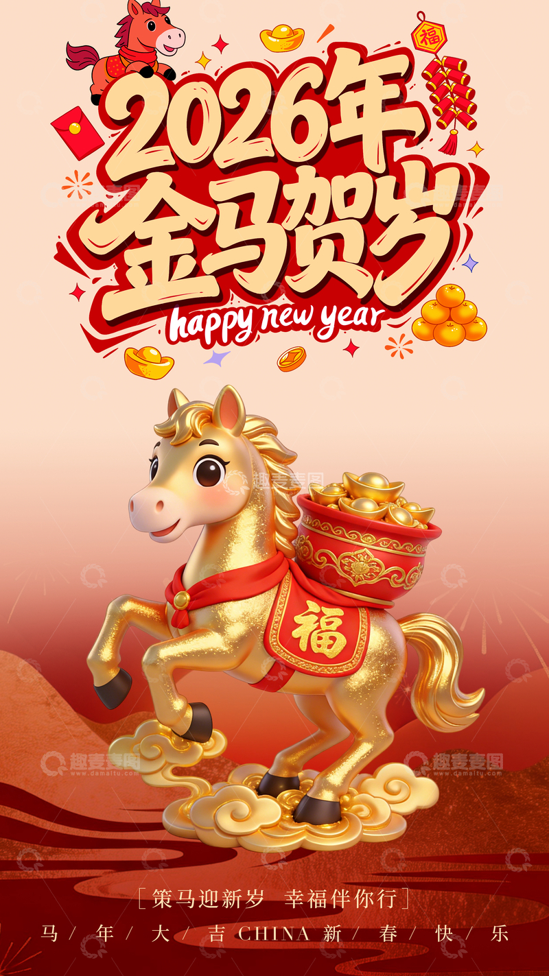 源文件下载【趣麦麦图】-2026年金马迎春海报设计