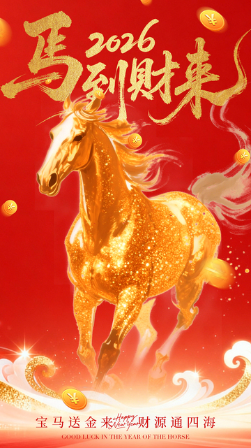 金马送福贺新年喜庆海报