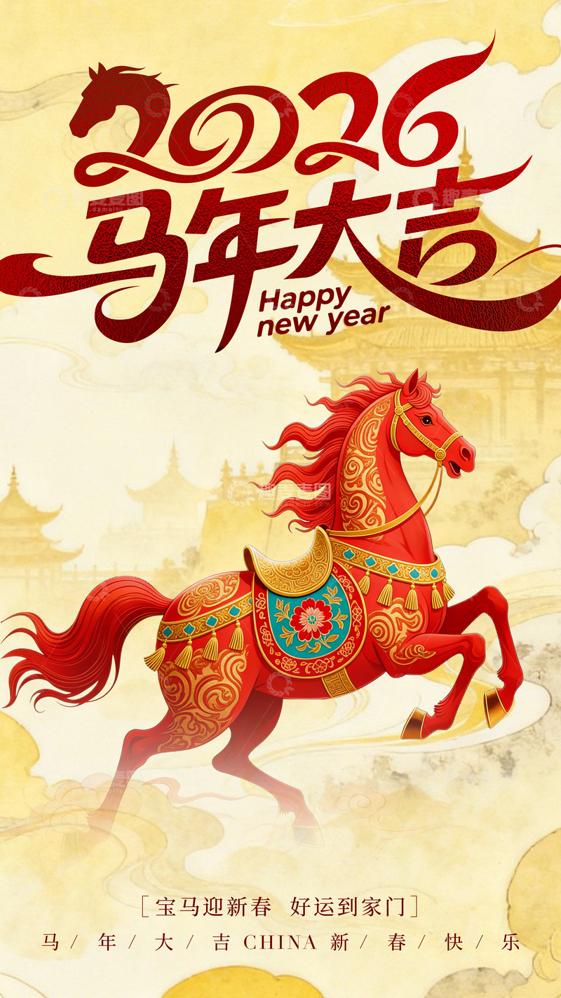 源文件下载【趣麦麦图】2026年马年新春海报设计