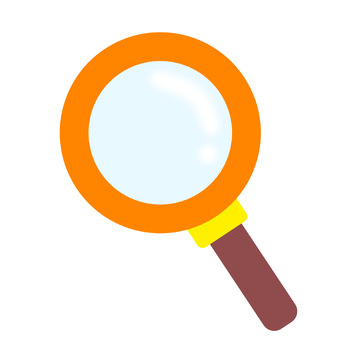 橙色扁平风格卡通放大镜素材