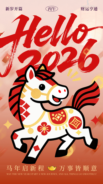新年卡通马祝福海报设计素材