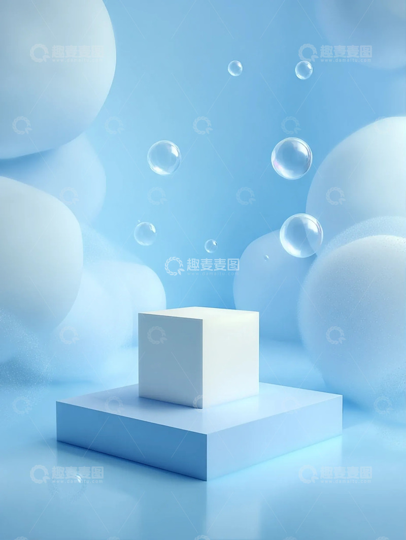 高清大图下载【趣麦麦图】浅蓝空境下的立方柔泡