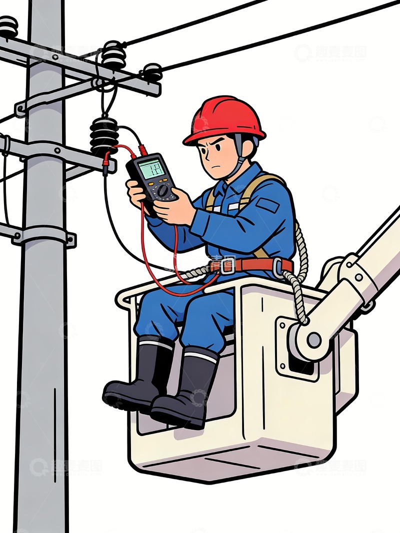 高清大图下载【趣麦麦图】维修工正在测试维修电力