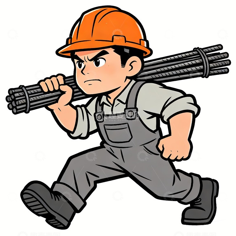 高清大图下载【趣麦麦图】一名搬运钢筋的搬运工