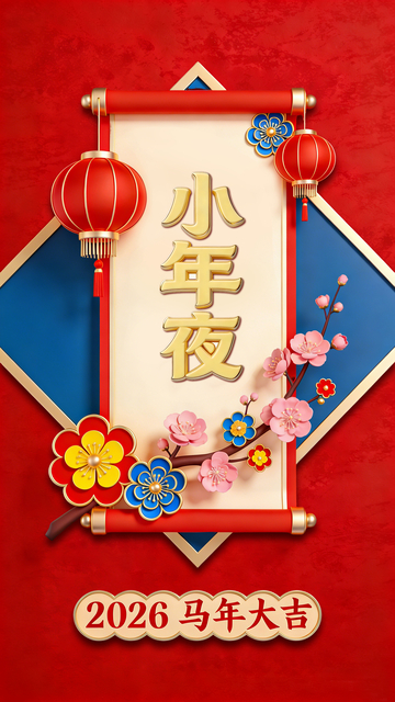 喜庆小年夜祝福海报