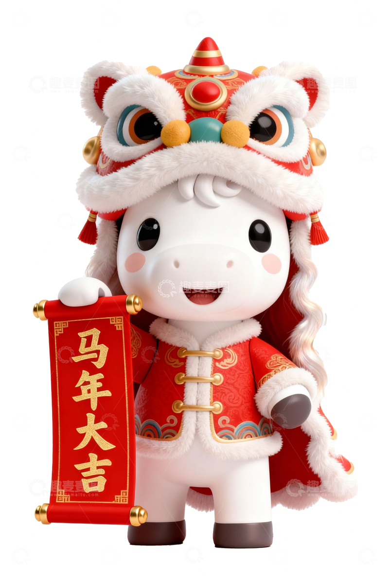 源文件下载【趣麦麦图】-卡通马年吉祥物喜庆设计