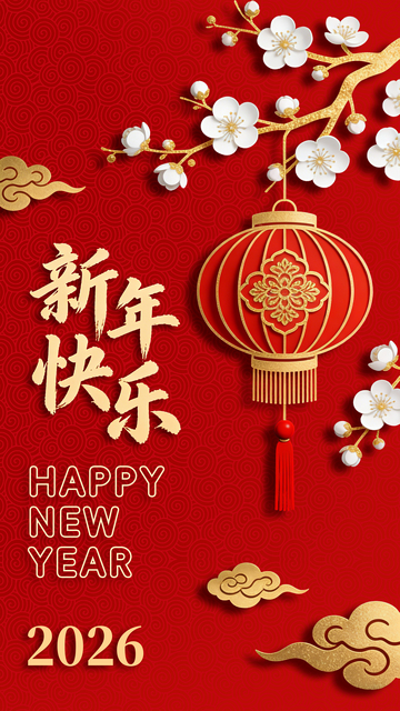 喜庆新年灯笼梅花设计图