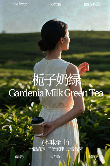 春季栀子奶绿饮品海报