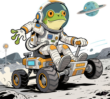 卡通青蛙宇航员四轮车冒险