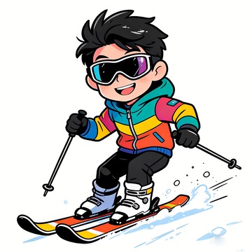 穿着炫酷的滑雪男孩