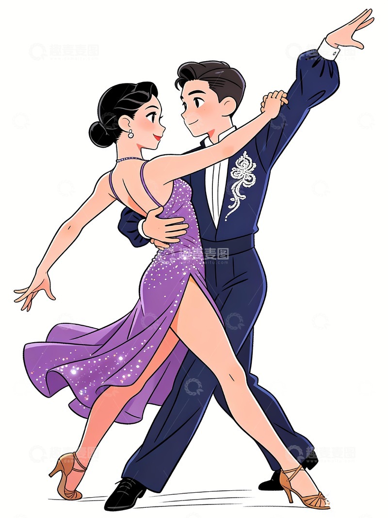 高清大图下载【趣麦麦图】跳拉丁舞的两个人
