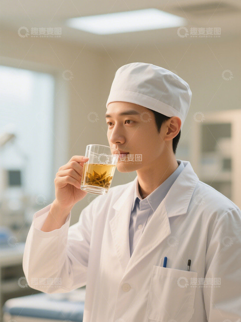 高清大图下载【趣麦麦图】医生休息室喝茶放松