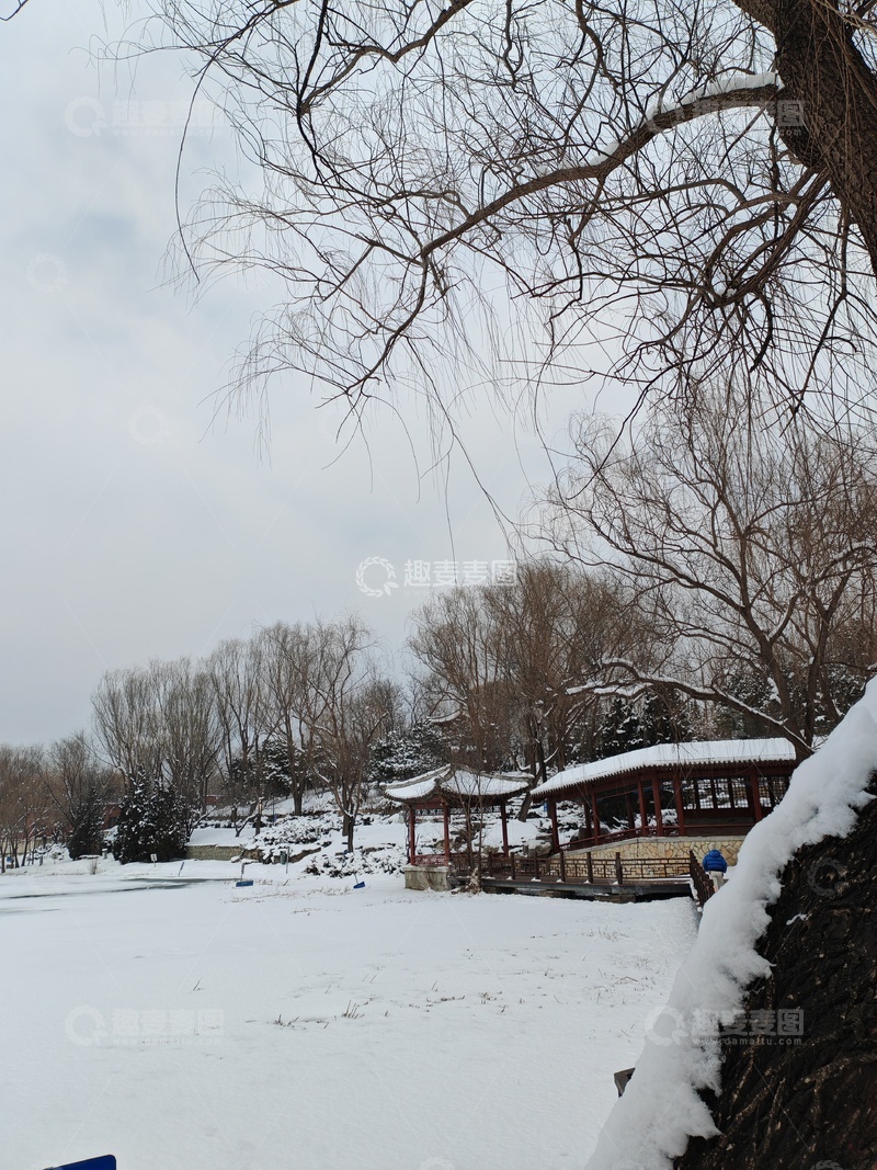 高清大图下载【趣麦麦图】冬日雪景亭阁风光