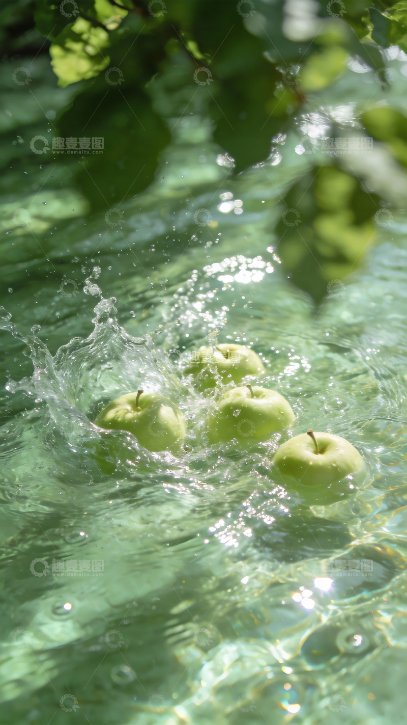 源文件下载【趣麦麦图】树荫下水中的青苹果3