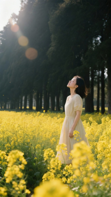 春日油菜花田人像写真