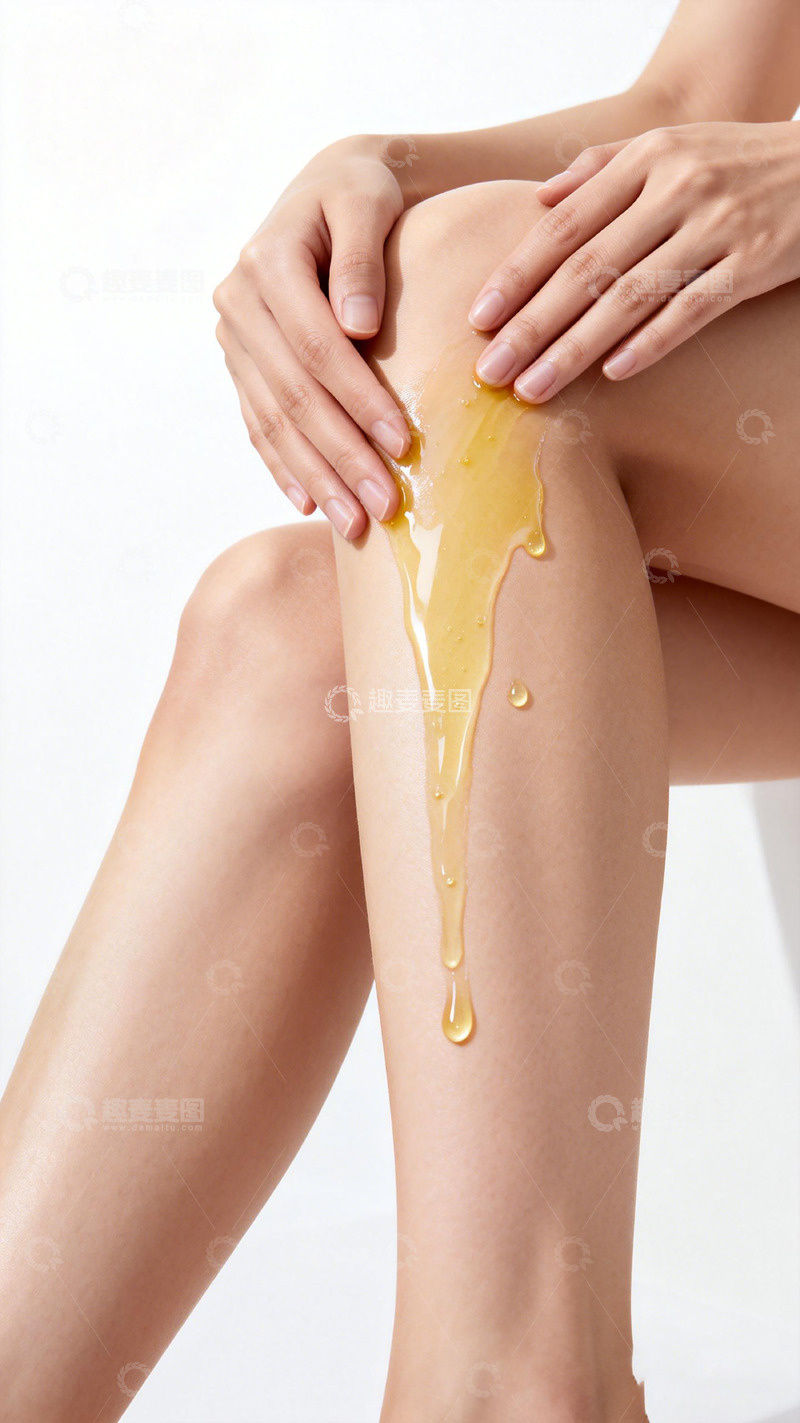 高清大图下载【趣麦麦图】护肤油涂抹腿部特写