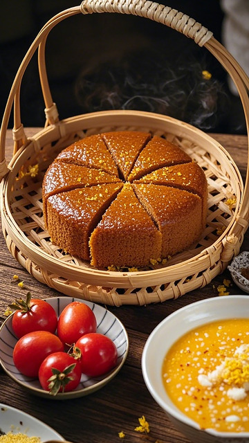 中式美食桂花糕配南瓜汤