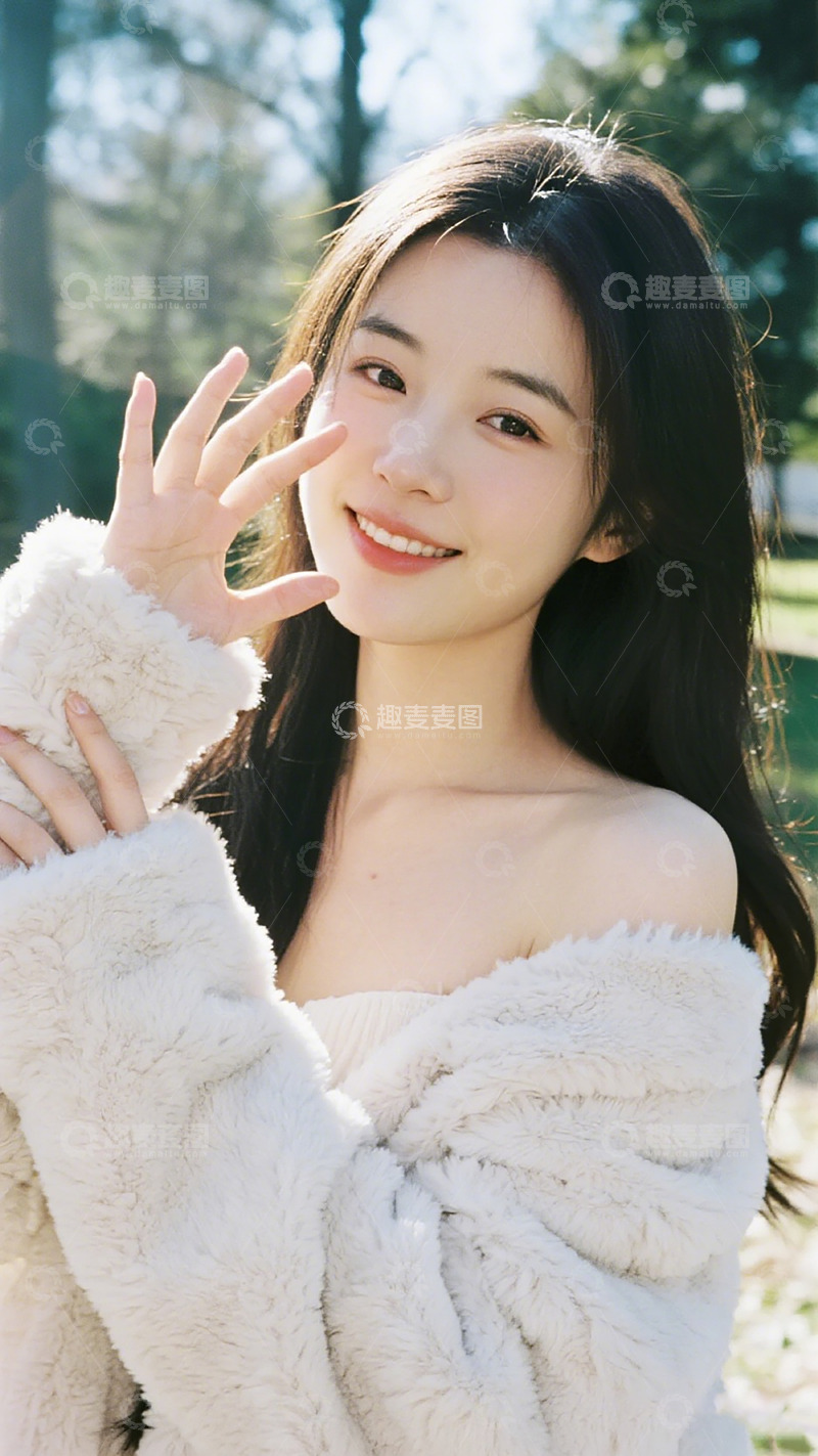 高清大图下载【趣麦麦图】阳光少女微笑户外写真