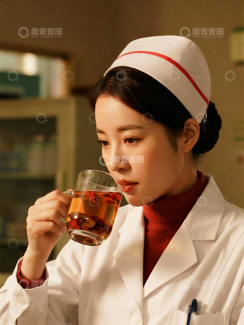 高清大图下载【趣麦麦图】白衣天使喝茶休息瞬间