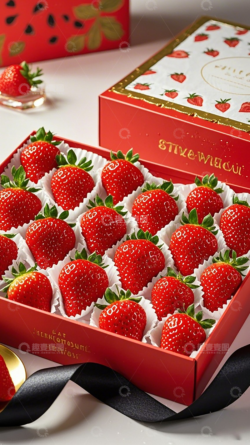 高清大图下载【趣麦麦图】精美草莓礼盒广告设计素材