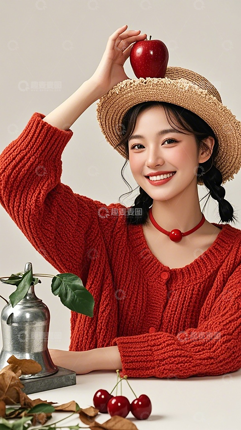高清大图下载【趣麦麦图】田园风少女苹果写真摄影