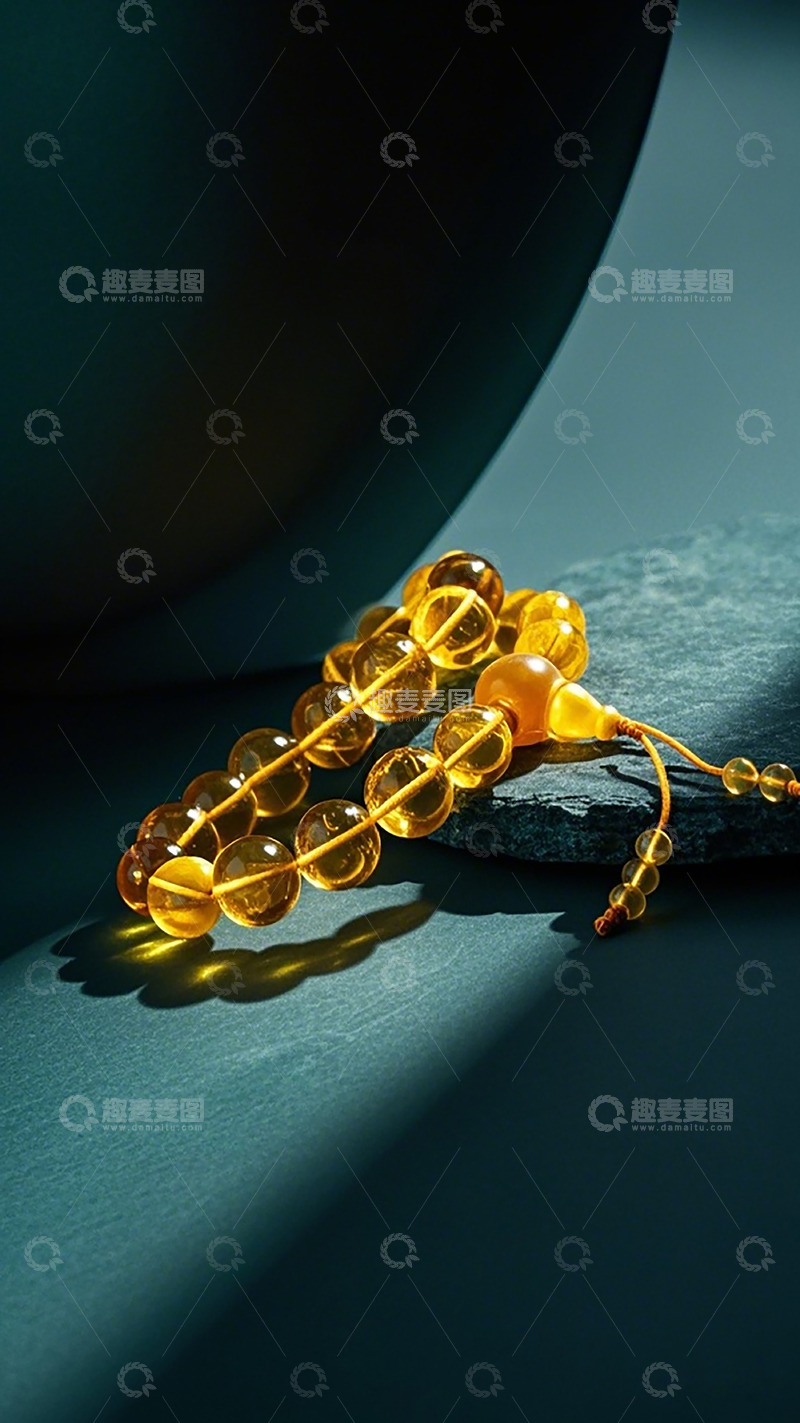 高清大图下载【趣麦麦图】琥珀手串静物摄影