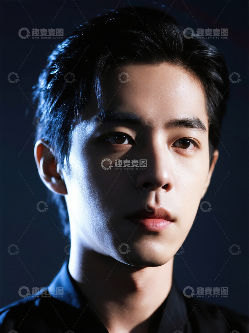 高清大图下载【趣麦麦图】黑色短发青年肖像照