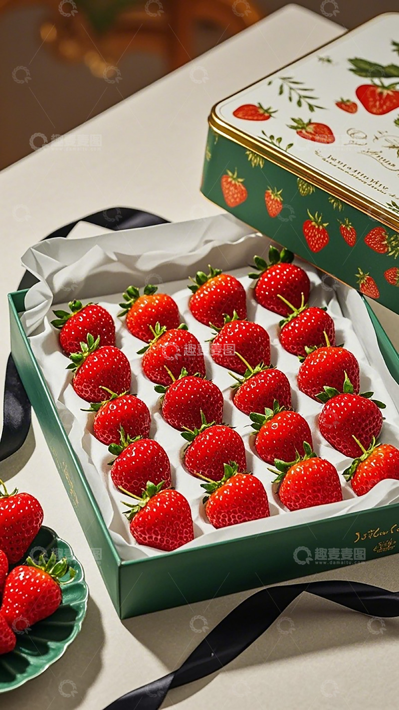 高清大图下载【趣麦麦图】精美草莓礼盒展示