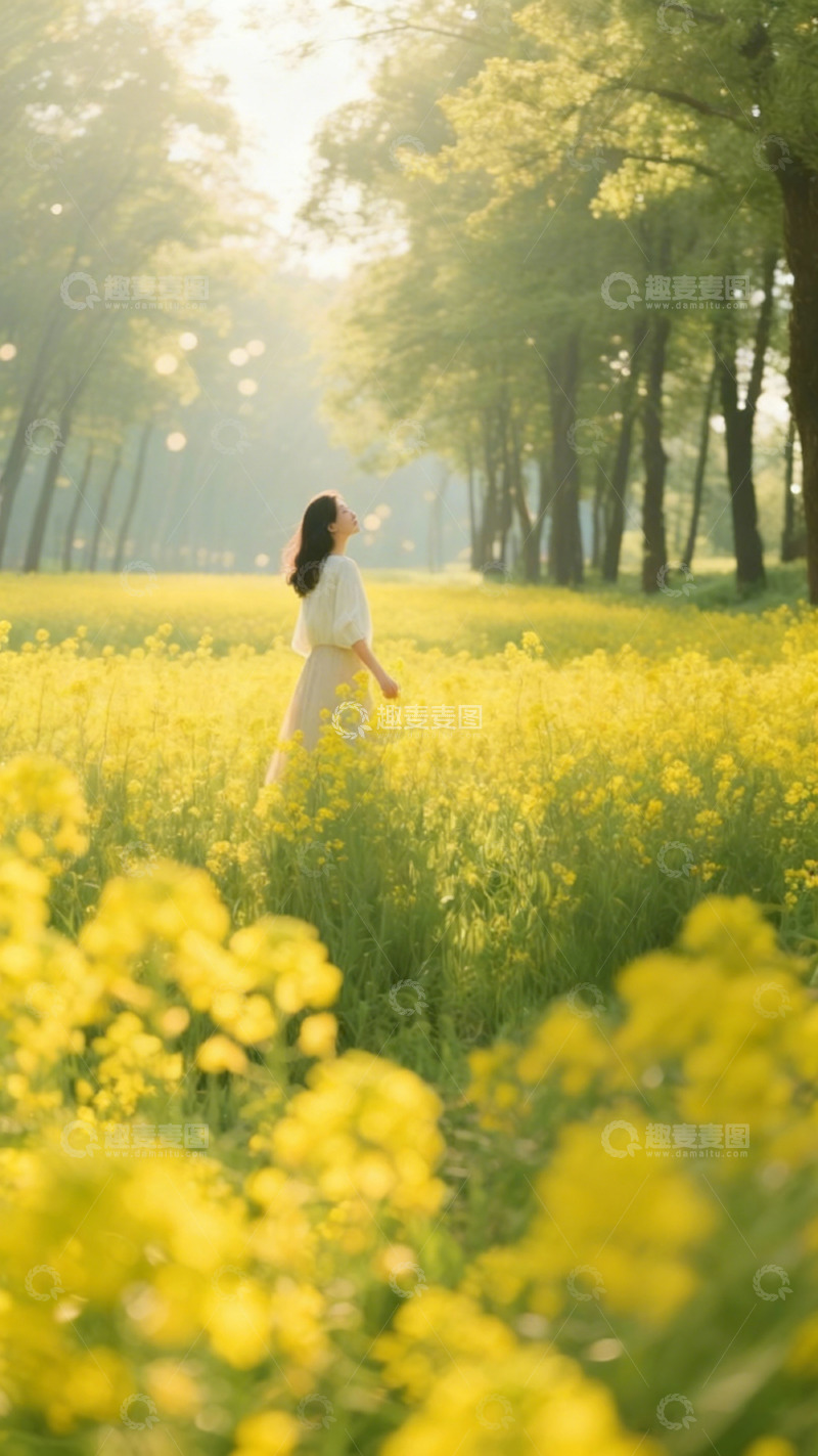 高清大图下载【趣麦麦图】春日花海中漫步女性写真