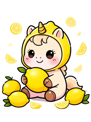 卡通马柠檬插画设计
