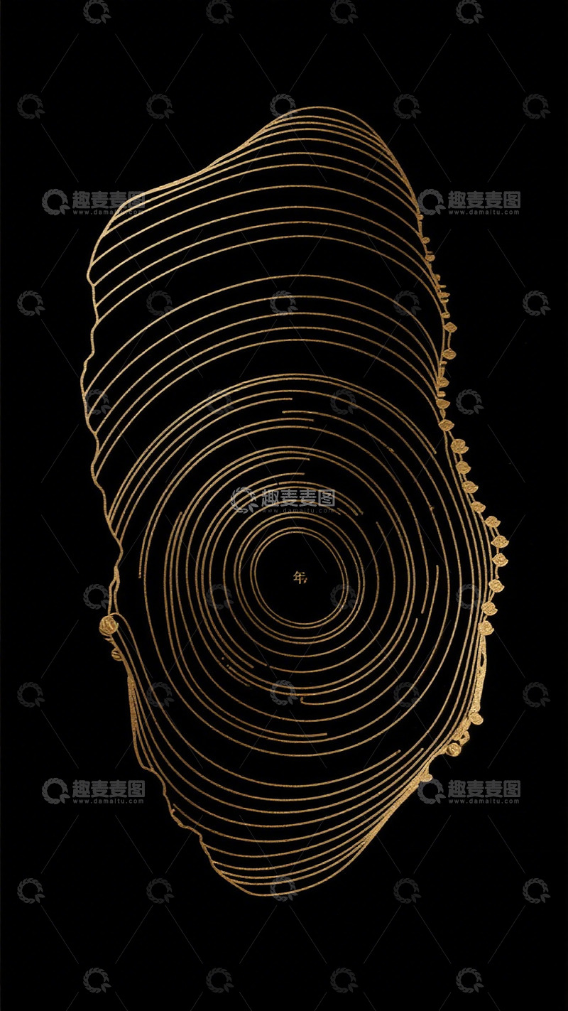 高清大图下载【趣麦麦图】抽象金色年轮艺术图案
