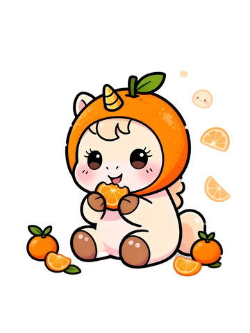 可爱卡通马橘子插画