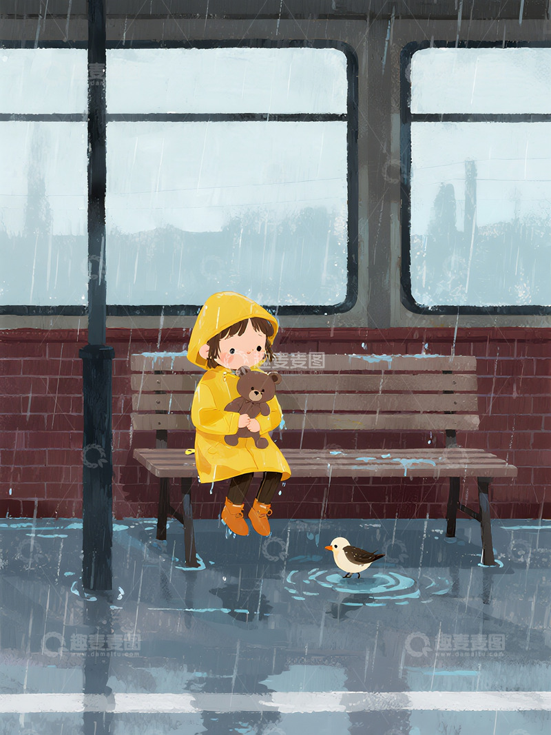 高清大图下载【趣麦麦图】冬雪邮筒稚童寄信1