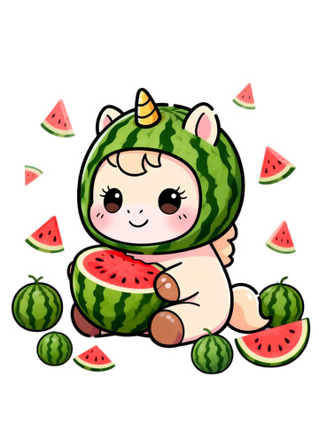 卡通西瓜马插画
