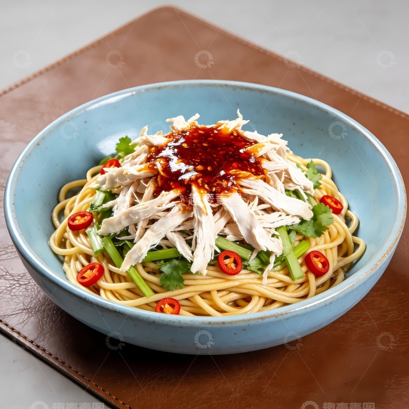 高清大图下载【趣麦麦图】鸡丝凉面图片