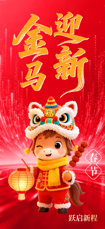 金马迎新春节卡通海报设计素材