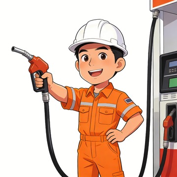 准备加油的加油工人