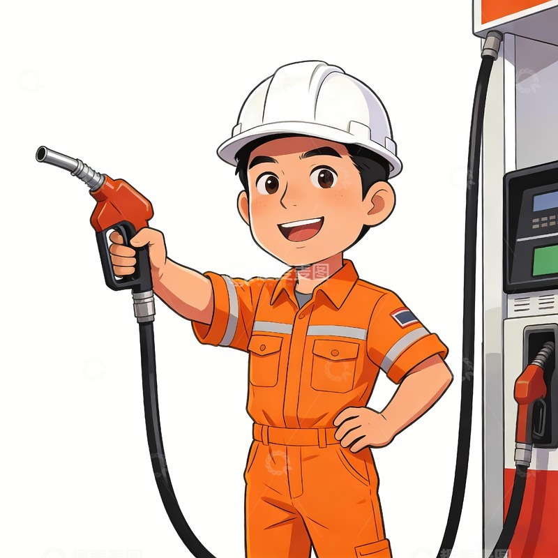 高清大图下载【趣麦麦图】准备加油的加油工人