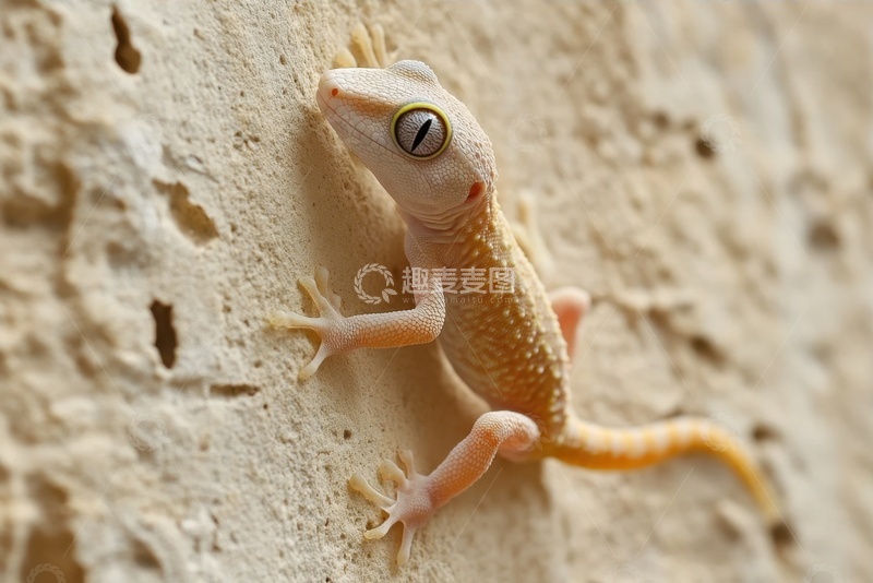 高清大图下载【趣麦麦图】趴在墙壁上的一只壁虎