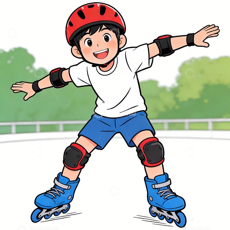 高清大图下载【趣麦麦图】轮滑的小男孩