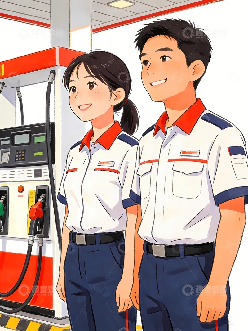 高清大图下载【趣麦麦图】两名加油人员